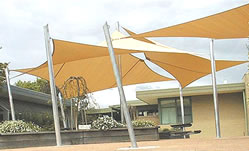 Playground shades :: Sail shade structures and canopies offer sun protection on your playground in various designs.